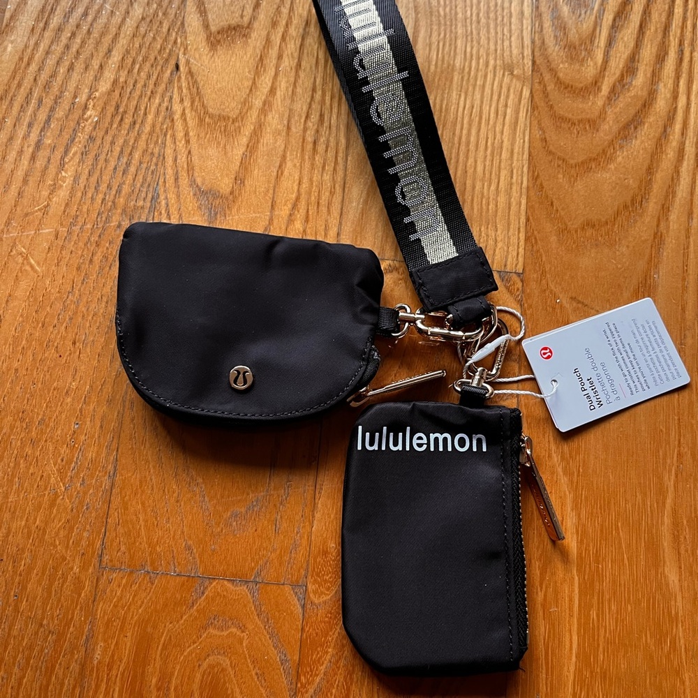 lululemon dual pouch black gold brand new